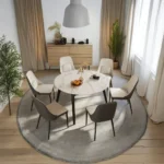 Nordic Style Solid Wood Folding Round Dining Table Modern Multi-Functional for Home Office or Hotel Use - Image 2