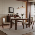 Solid Wood Rectangular Slate Dining Table Set 2 Meters Oak Table for Home Office or Living Room Modern Minimalist Style - Image 3