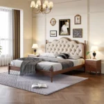 Modern Queen Size Bed Frame Soft Wooden Bed Without a Box Spring - Image 4