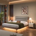 Modern MDF Bed in King and Queen Sizes High Quality for Home and Hotel Use Factory Wholesale Wood Panel Style - Image 3