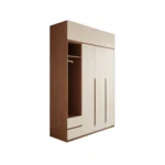 Natural Wood Color Customized Size 3 Shelf H Hanging Wardrobe 185cm X 50.5cm X 40cm Modern Design Style Wall Mounted for Bedroom - Image 3