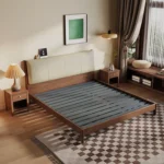 Modern Design Top Grain Leather King Size Double Bed Frame Soft Upholstered Wooden Headboard Bedroom Furniture - Image 3