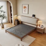 Modern Nordic Design Solid Wood Bed with Log Color - Image 4