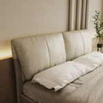 Modern Nordic 1.8 Meter Wedding Bed Genuine Leather Double Bed with Solid Wood Style Soft Style Bed - Image 2