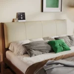 Modern Simple Solid Wood Double Bed Frame with Rubber Wood Includes Solid Wood Bed Board for Home Bedroom or Hotel Apartment - Image 3