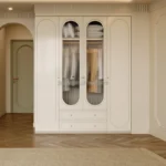 Large Wardrobes for Modern Home Style Furniture Bedroom 4 Door White Melamine Glass Wardrobe Closet with Drawers - Image 3