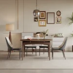 Modern Solid Wood Round Dining Table Set Retractable Folding Chairs for Home Office or Living Room Hotel Furniture - Image 2