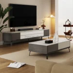 Modern Small White Coffee Table Set Living Room square Real Solid Wood Coffee Table with Storage