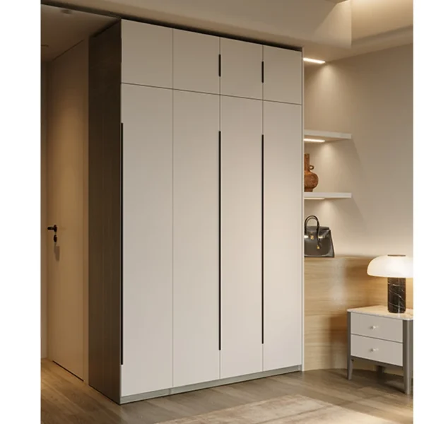 Modern European Style Solid Wood Wardrobe for Home Bedroom for Clothes Storage Family and Bedroom Cabinet for Apartment Use