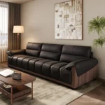 Jiageyi JGY Home Furnishing Deep Wide Comfortable 3 2 Seater Sofa Set Furniture Italian Luxury Black Sectional Leather Sofa - Image 2