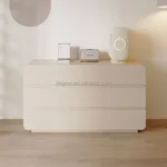 Beige Vintage Simple Make up Dressing Vanity Table Drawers Dresser Wood Women'S Bedroom Furniture With Chair - Image 3