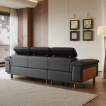 Modern Leather 3-Seater Sectional Sofa Set Contemporary Design for Apartment Hotel or Villa - Image 5