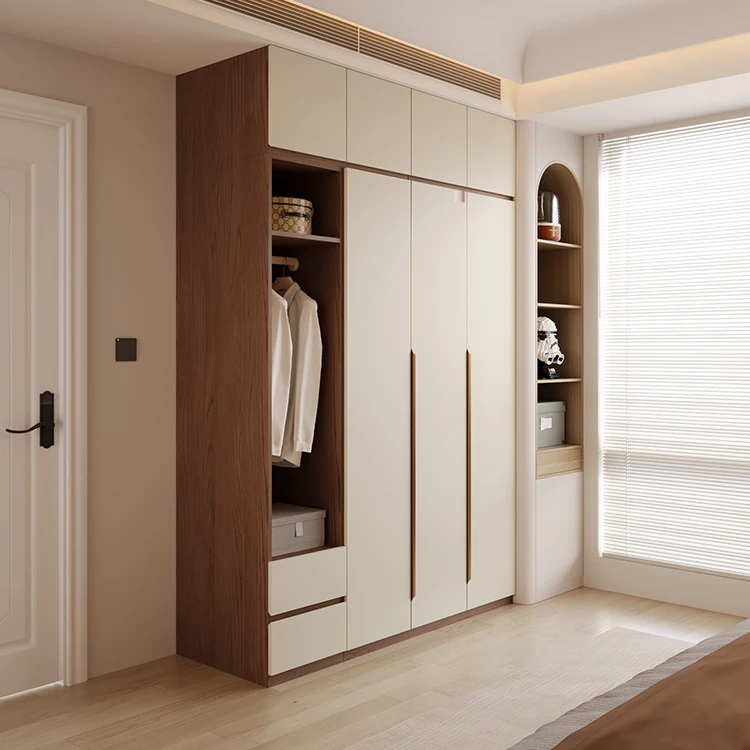 Hb6f213b6eb68496197ef398859c034d6c.webp Natural Wood Color Customized Size 3 Shelf H Hanging Wardrobe 185cm X 50.5cm X 40cm Modern Design Style Wall Mounted for Bedroom - Image 1