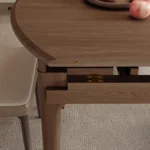 Modern Solid Wood Round Dining Table Set Retractable Folding Chairs for Home Office or Living Room Hotel Furniture - Image 6