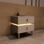 Light Luxury Modern Simple Creamy Style Bedside Table Stainless Steel Storage Cabinet for Bedroom and Living Room - Image 2