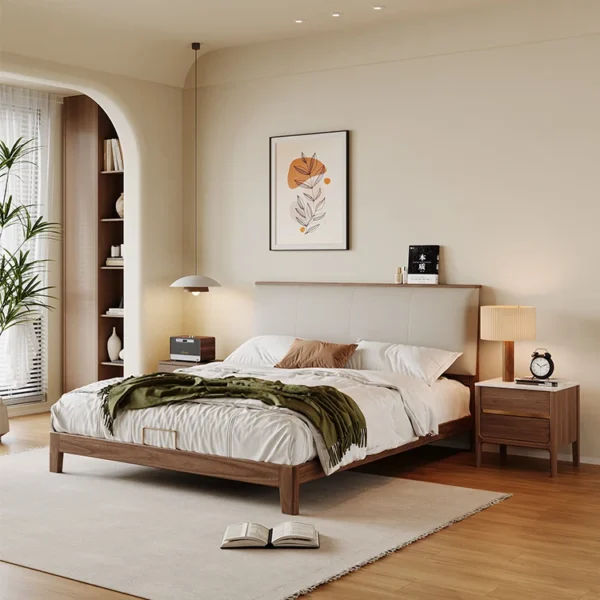 Modern Nordic Design Solid Wood Bed with Log Color