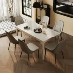 Modern Solid Oak Wood Dining Table Set with Black Legs for Home Office Living Room or Apartment/Hotel Use - Image 2