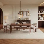 Luxury Modern Dining Room Furniture Solid Wood Easy Clean Full Dining Table and Chair Set for Home or Hotel Use