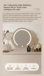 Dressing Tables for Bedroom Girls Makeup Vanity Table Wooden Corner Dressing Table with Dresser Storage Drawers and Mirror - Image 5