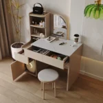 Bedroom Storage Cabinet Integrated Modern Minimalist Small Luxury Makeup Vanities Dressing Table with Mirror - Image 2