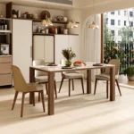 Nordic Stone/ Marble Top Dining Table with Wooden Base Modern Luxury Home Furniture for Kitchen Villas - Image 4