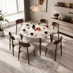 Modern Round Extending Dining Table Set for 4 and 6 Seater Folding Extendable Dining Room Table with Chairs