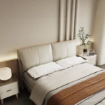 Modern Nordic 1.8 Meter Wedding Bed Genuine Leather Double Bed with Solid Wood Style Soft Style Bed - Image 5