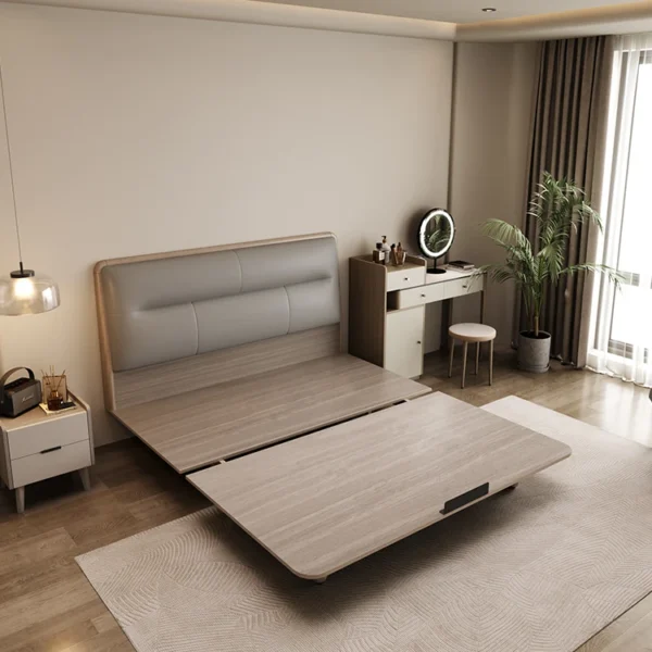 Modern Double Bed Storage Set Solid Wood King Size Hotel Furniture with Soft Style Leather Bedroom Furniture