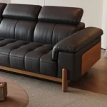 Modern Comfortable Black Leather Sectional Sofa Set Modular Living Room Furniture for Hotels - Image 4