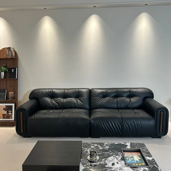 2024 Modern Genuine Leather Sectional Sofa Set for Hotel Apartment Living Room Furniture