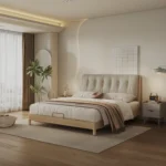 Modern Luxury Cowhide High Bed Screen White Leather Queen Bed Frame with Soft Style for Home Use Bedroom Accessory