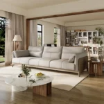 Modern Three-Seater Recliner Sectional Sofa Set High Quality Genuine Leather Wood Chair Rectangle Shape for Hotels Apartments - Image 2