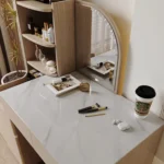 Bedroom Storage Cabinet Integrated Modern Minimalist Small Luxury Makeup Vanities Dressing Table with Mirror - Image 5