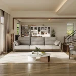 Modern Three-Seater Recliner Sectional Sofa Set High Quality Genuine Leather Wood Chair Rectangle Shape for Hotels Apartments