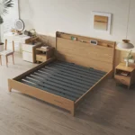 Italian Luxury Modern Design Queen King-Size Solid Oak Pine Wood Beds for Hotels and Home Use with Upholstery - Image 2