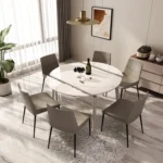 French Retro Solid Wood Dining Table with Four Chairs Combination High-end Simple Apartment Villa Round Table - Image 6